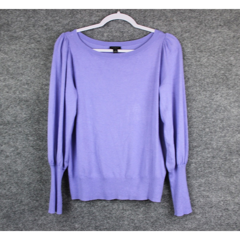 Ann Taylor Factory Sweater Womens Small Purple Puff Sleeve Boat Neck